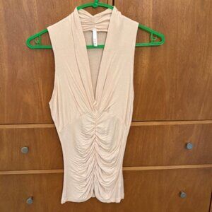 LVL X Sleeveless V Neck Beige Top Size S